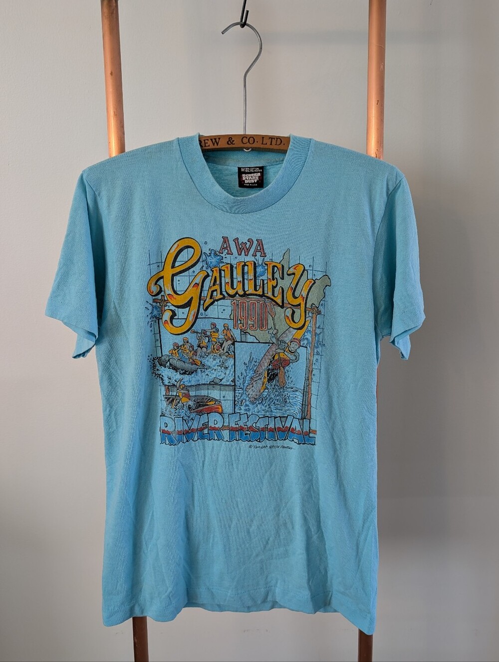 1990 American Whitewater Affiliation (AWA) Gauley River T-shirt (Screen Stars)